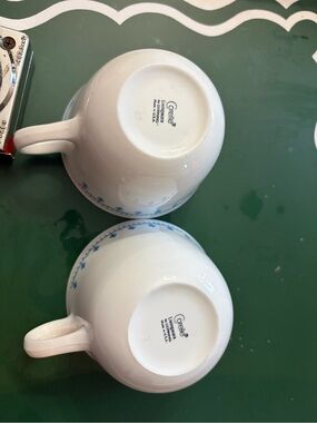 Corelle White Mugs with Blue Floral Band set of 2